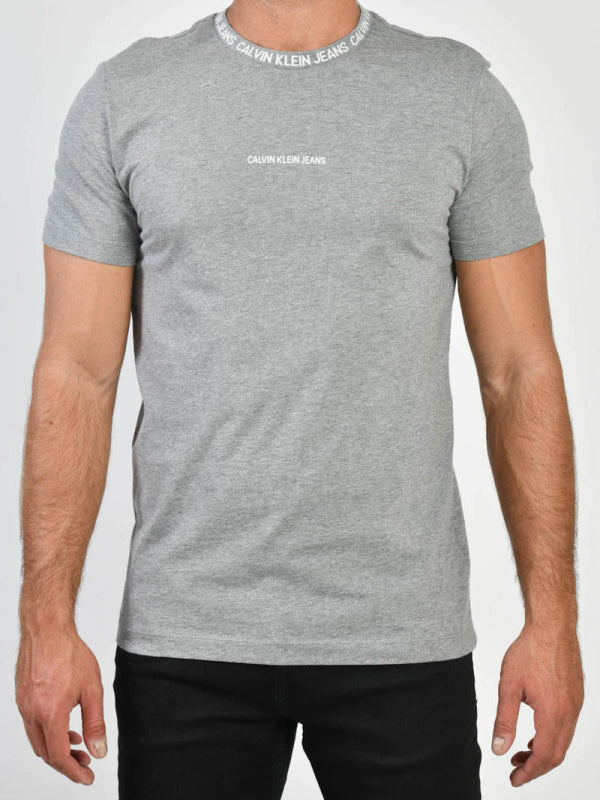 Institutional Collar Logo Tshirt Mid Grey Heather / L
