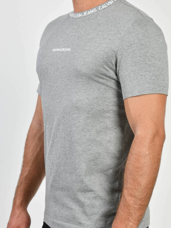 Institutional Collar Logo Tshirt Mid Grey Heather / L