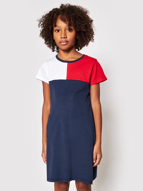 Stripe Rib Dress S/S Twilight Navy / 10