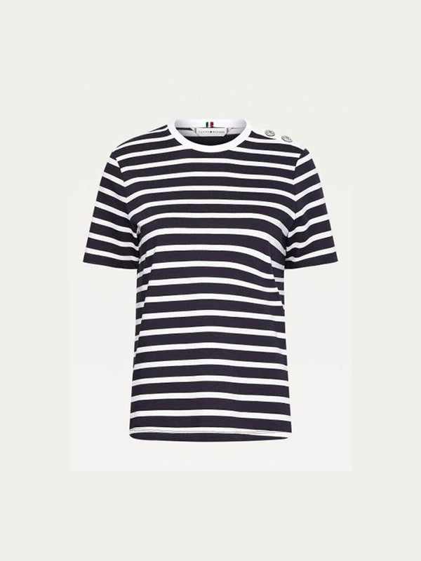 Regular Button C-Nk Classic Breton Stp/ Dsrt Sky/ Wht / L