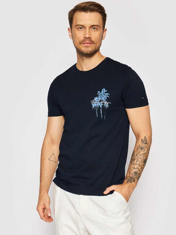 Palm Box Print Tee Desert Sky / L