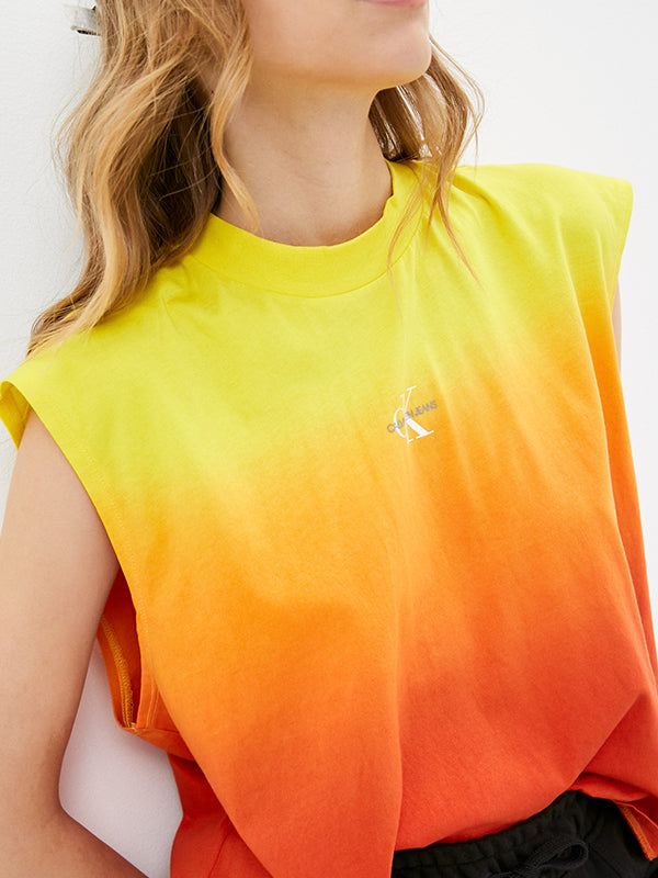 Dip Dye Muscle Tee Gradient Bright Sunshine / L