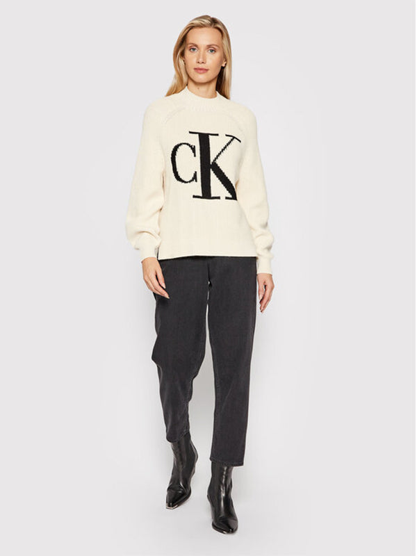 Ck Raglan Sweater Muslin/Ck Black / L