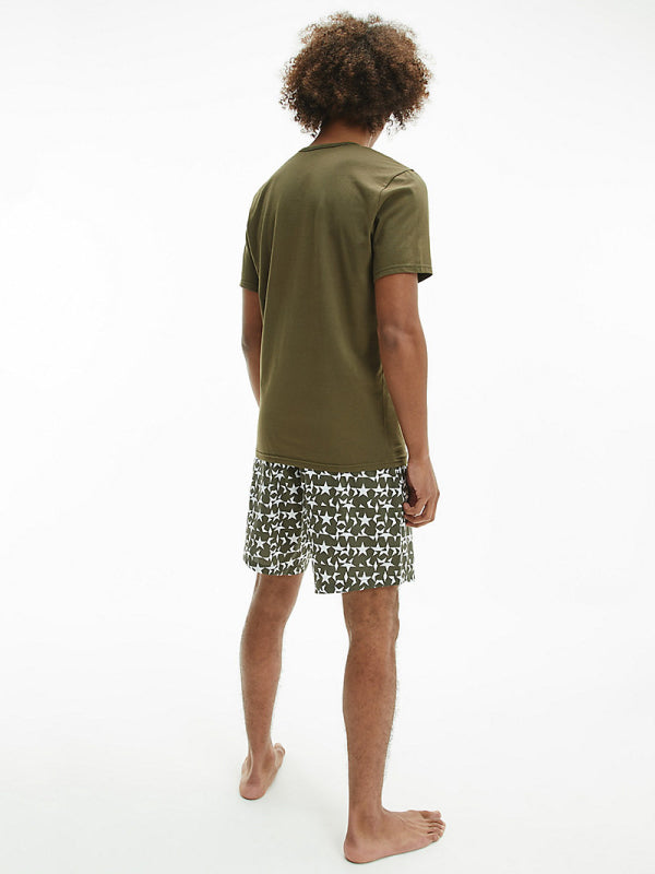 S/S Pj Set GREEN TOP, STAR CRASH PRINT BOTTOM / L