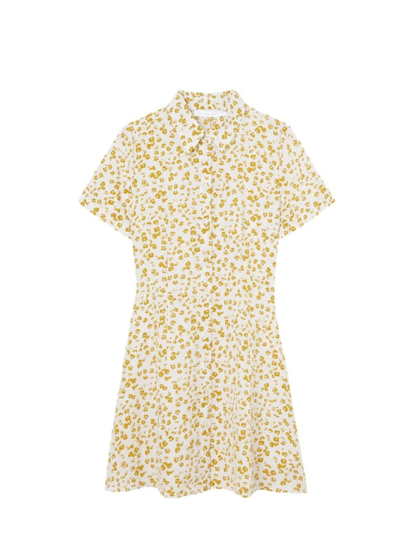 Short Sleeves Shirt Floral Aop Bright White/Yellow / L