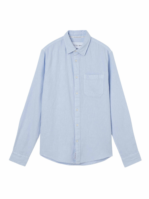 Linen Blend Shirt Chambray Blue / L