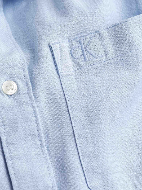 Linen Blend Shirt Chambray Blue / L