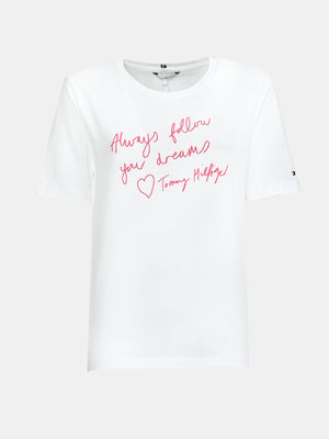 Regular Slogan C-Nk White / Pink Splendor Text / L