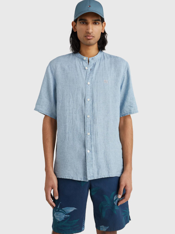 Solid Li Mandarin Cf Shirt S/S Lofty Blue / L