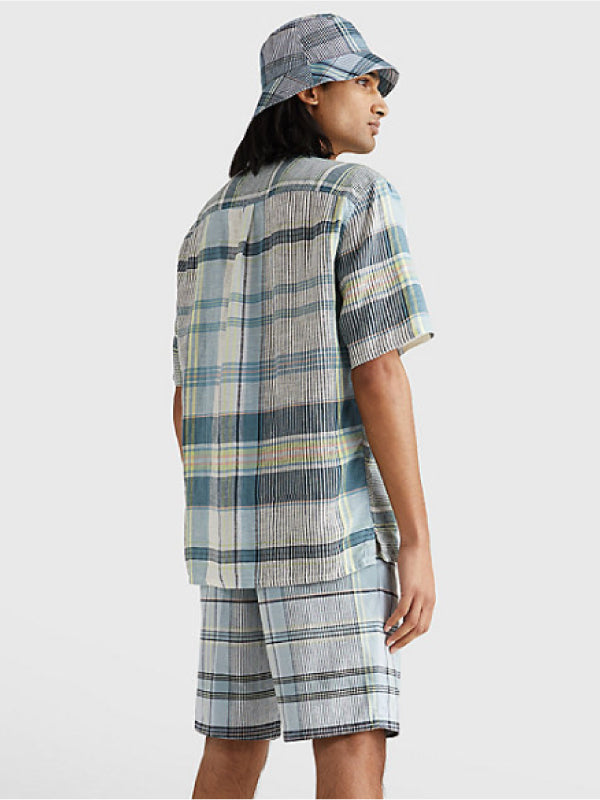 MADRAS BLOCKING SHIRT S/S Lofty Blue / Multi / L