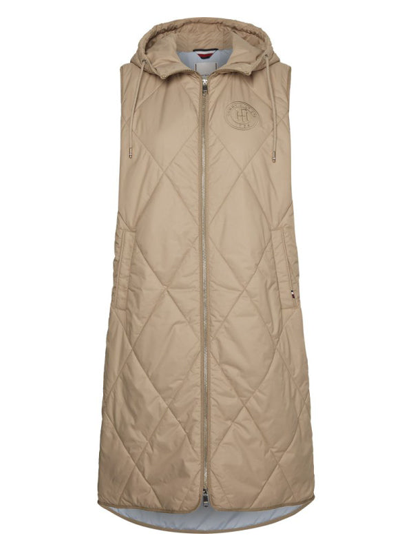 Lw Sorona Quilted Long Vest Beige / L