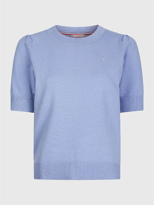 Soft C-Nk Puff Shoulder Sweater Moon Blue / L