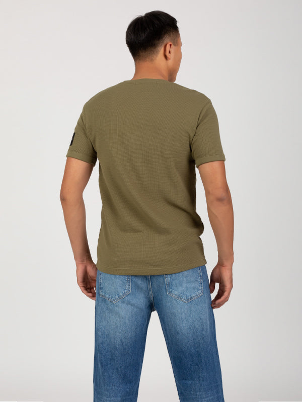 Monogram Badge Waffle Ss Tee Burnt Olive / L