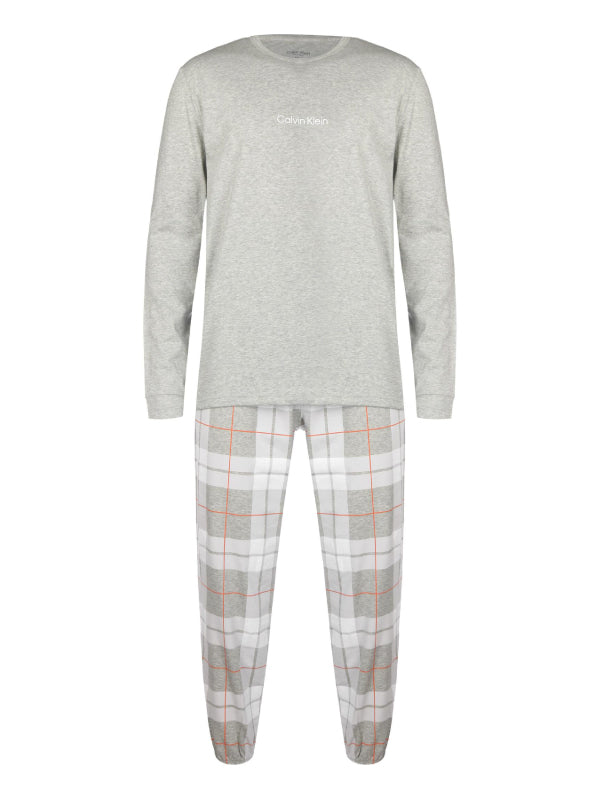 L/S Jogger Set GREY H TOP, GRAPHIC PLAID BOTTOM / L