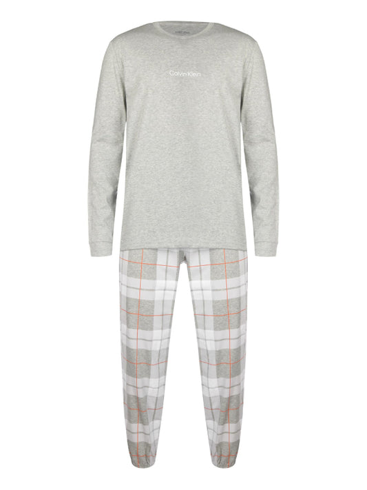 L/S Jogger Set GREY H TOP, GRAPHIC PLAID BOTTOM / L