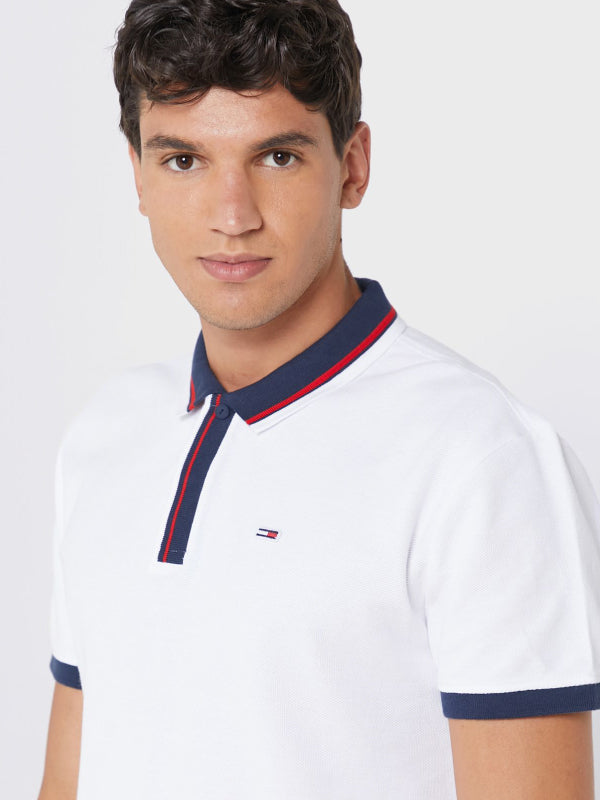 Tjm Tipped Honeycomb Polo White / L