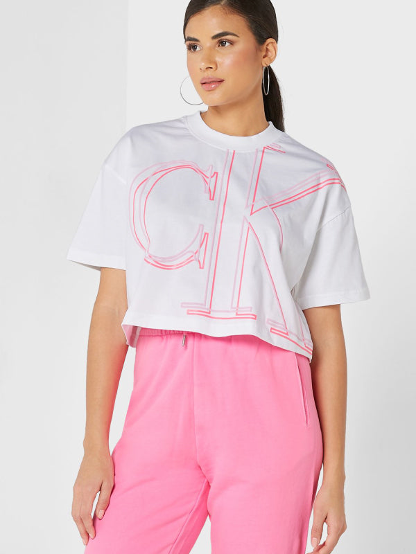 Illuminated Ck Crop Tee Bright White / L