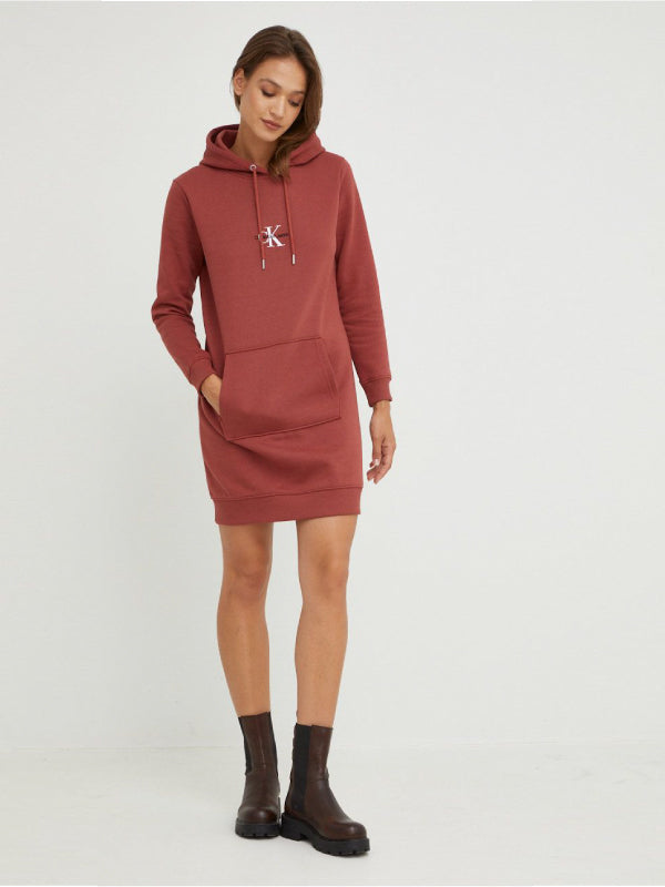 Monogram Hoodie Dress Terracotta Tile / L