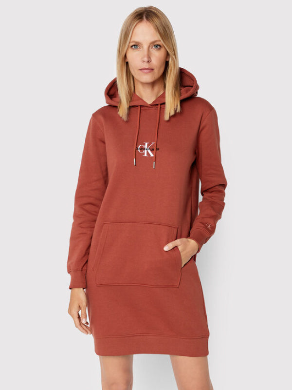 Monogram Hoodie Dress Terracotta Tile / L