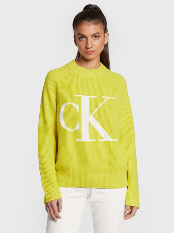 Blown Up Ck High Neck Sweater Dune Yellow / L