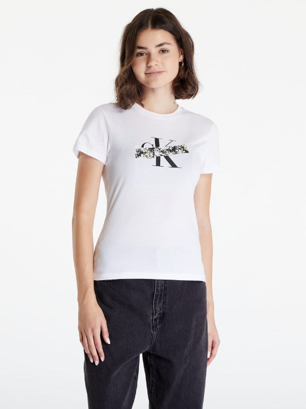 Florals Monologo Slim Tee Bright White / L