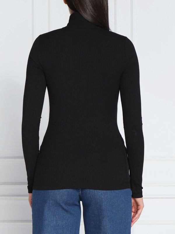 Modal Rib Roll Neck Top Ck Black / L