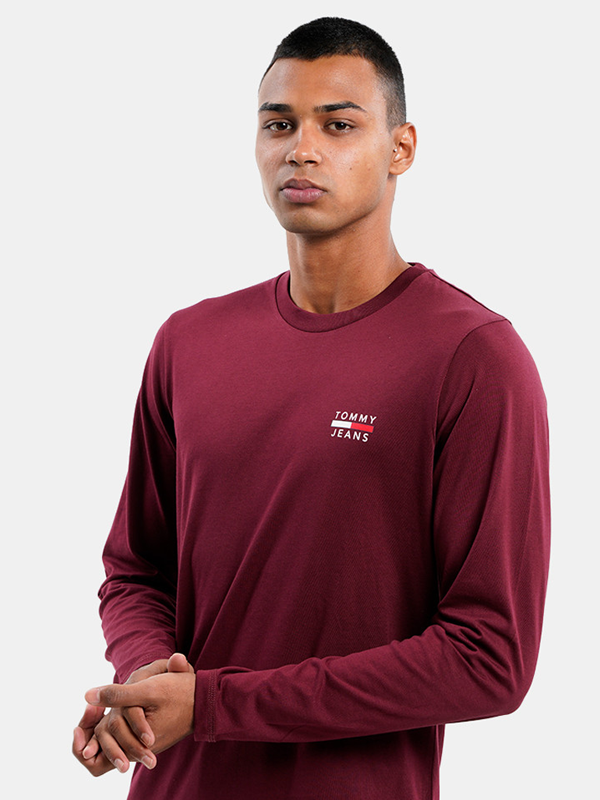 Tjm Ls Chest Logo Tee Deep Rouge / L