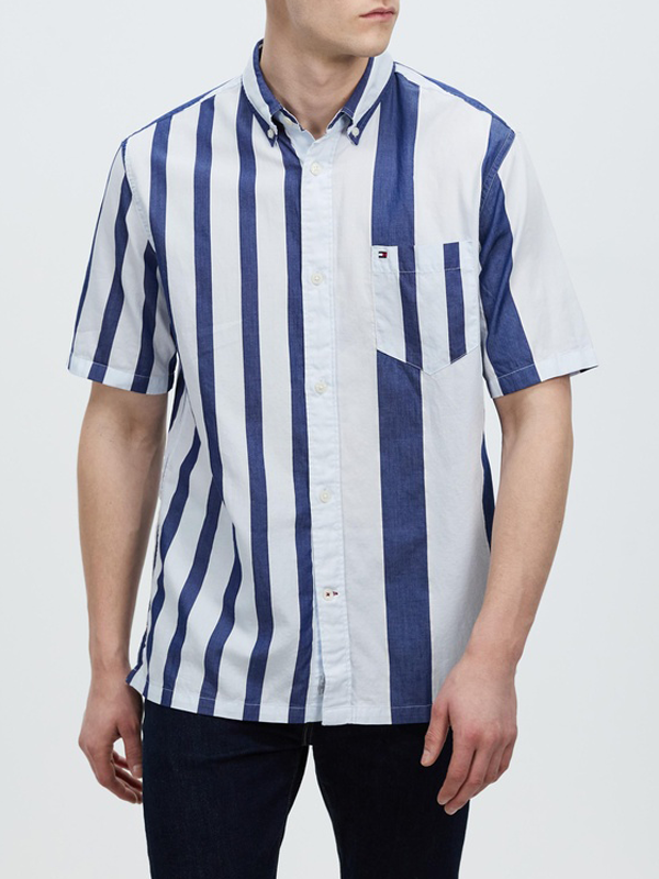 Blown Up Stripe Cf Shirt S/S Dark Navy / Multi / L