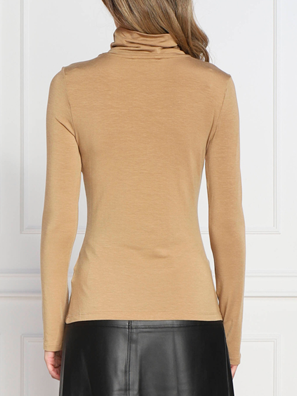 Slim Soft Tencel Roll Neck Ls Countryside Khaki / S