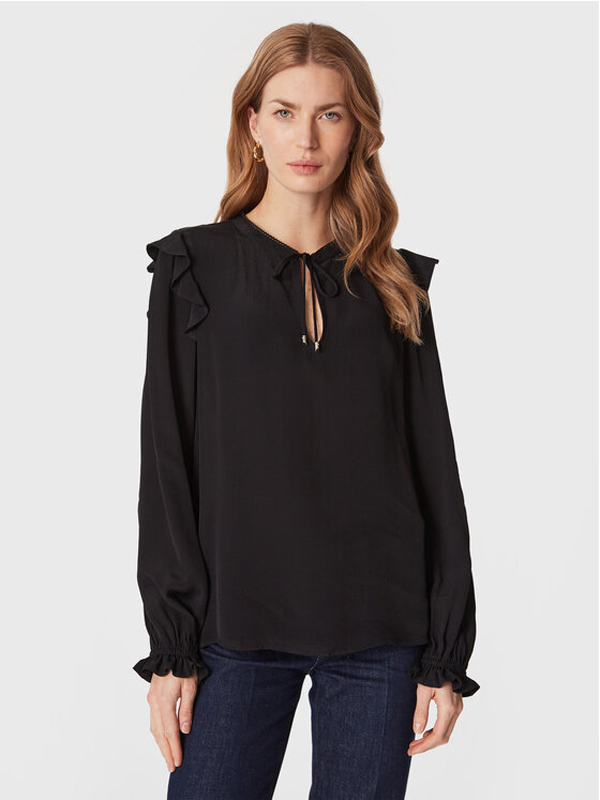 Moss Crepe Solid Blouse Ls Black / 42