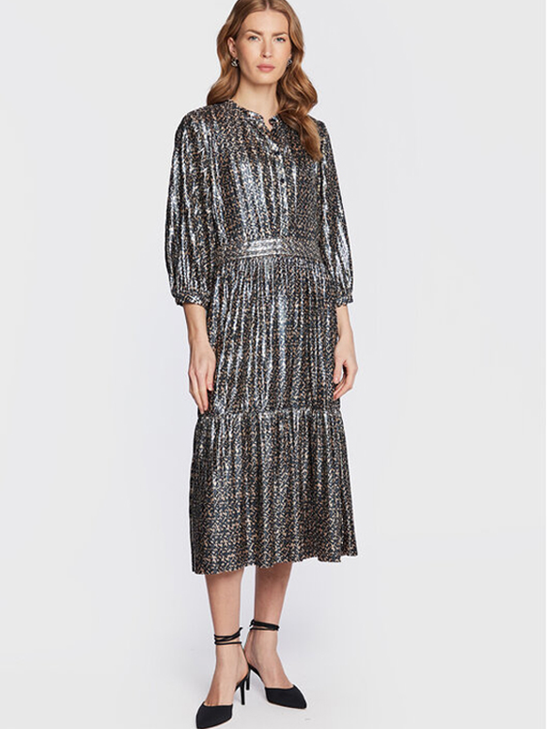 Lame Th Monogram Midi Dress Th Monogram Metallic / R40