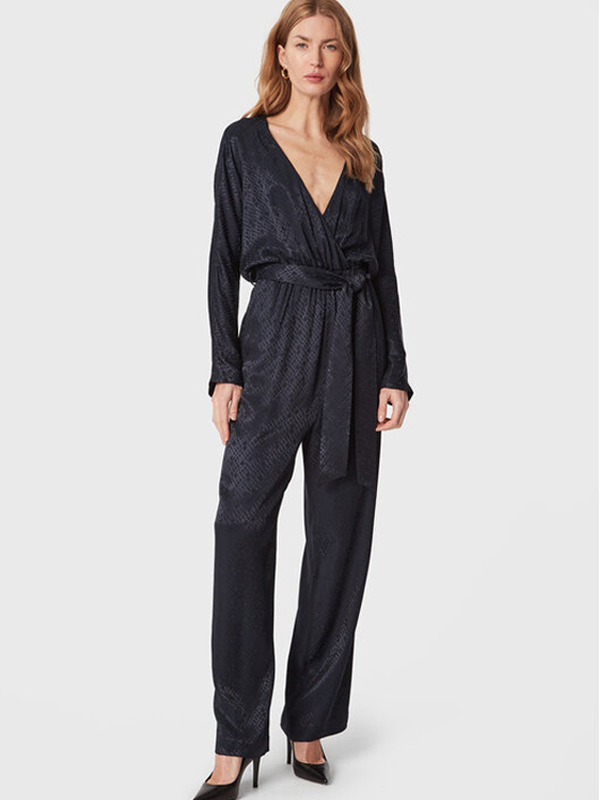 Vis Jacquard Jumpsuit Ls Tonal Monogram Jacquard /Desert Sky / 42