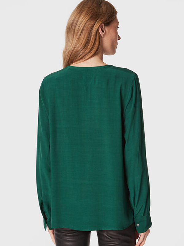 Vis Solid V-Neck Blouse Ls Prep Green / 42