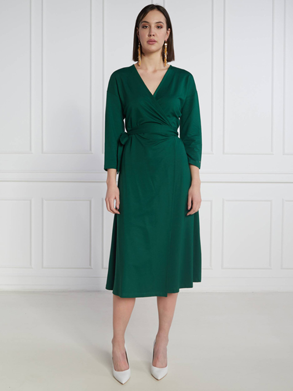 Reg Visc Wrap Knee Dress 7/8 Prep Green / R40