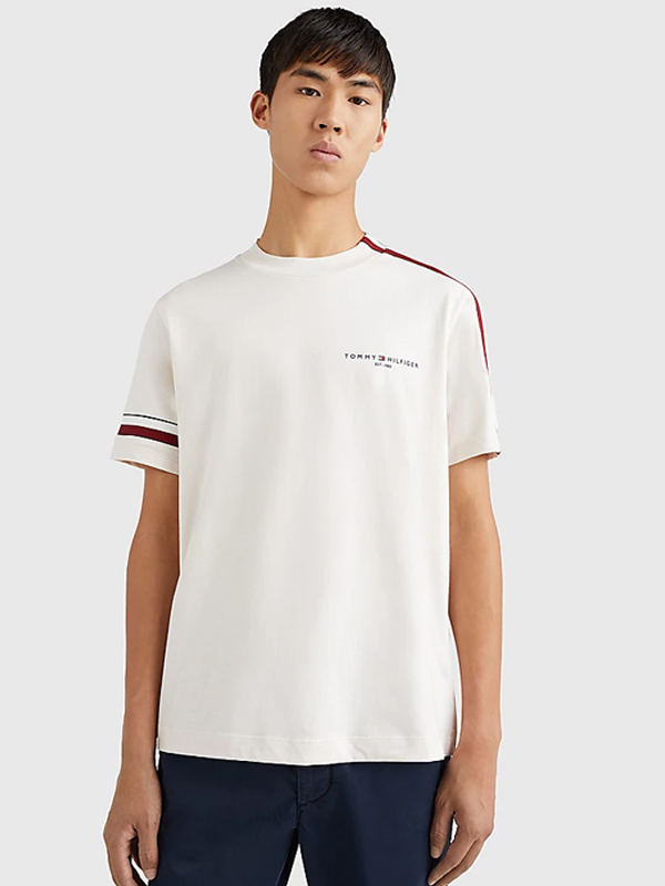 Global Stripe Tee Feather White / L