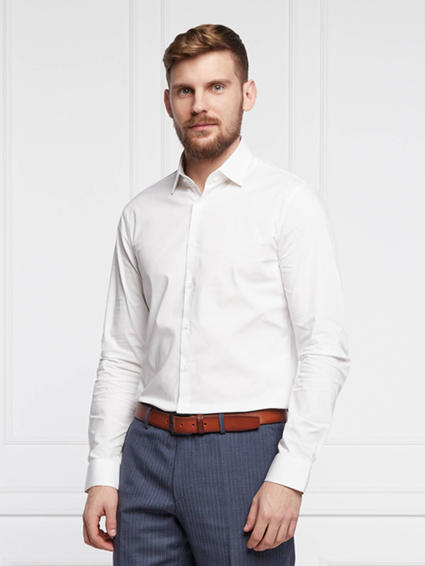 Poplin Stretch Slim Shirt White / 42