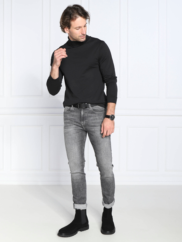 Smooth Cotton Ls Roll Neck Ck Black / L