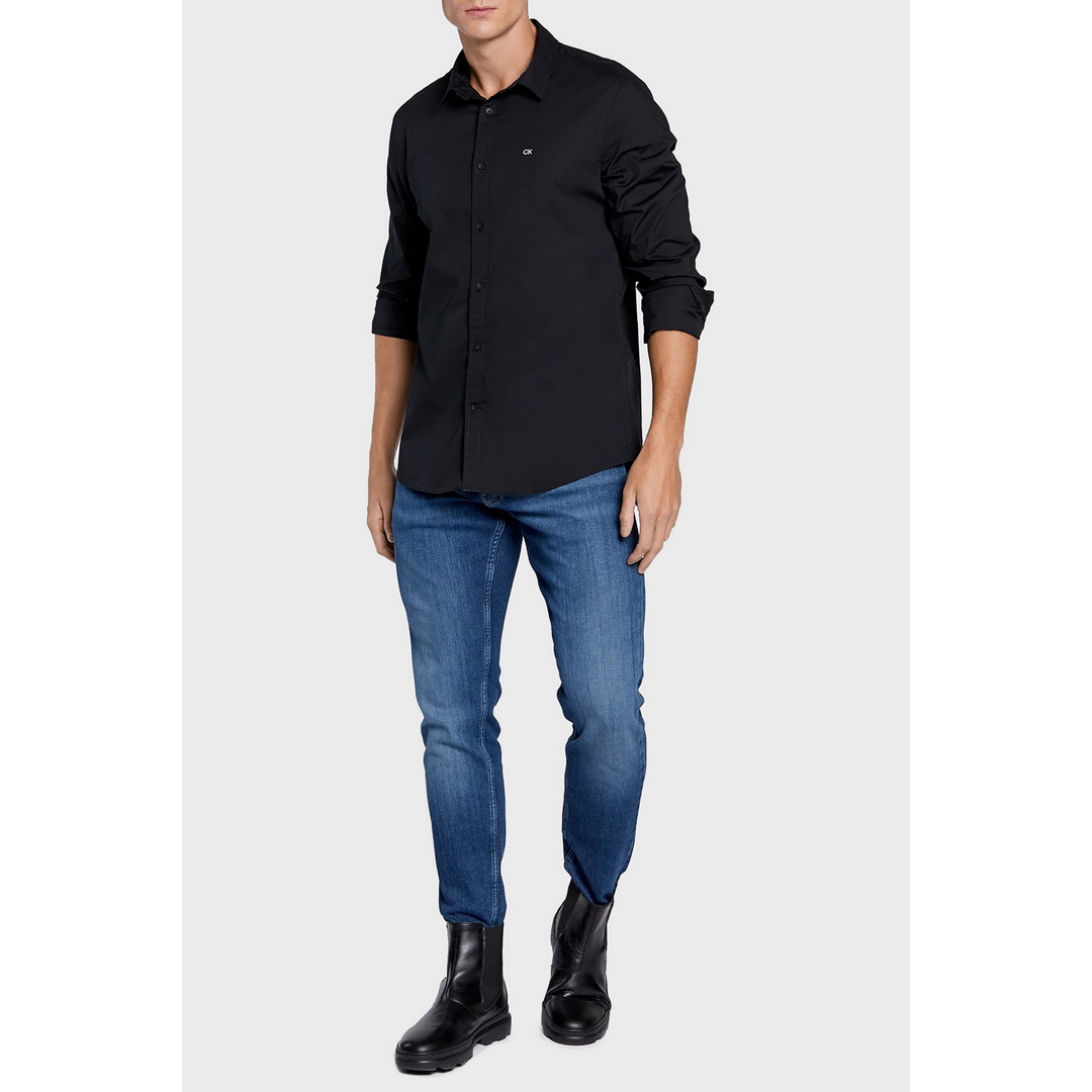 Stretch Poplin Slim Shirt Ck Black / L