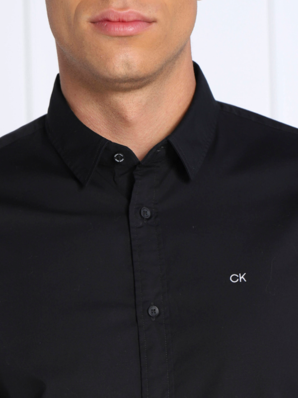 Stretch Poplin Slim Shirt Ck Black / L