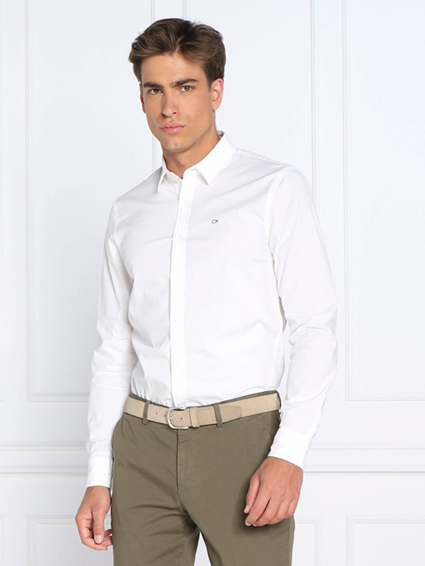 Stretch Poplin Slim Shirt Bright White / L