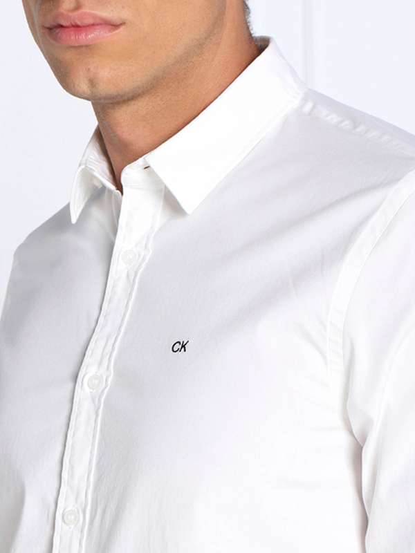 Stretch Poplin Slim Shirt Bright White / L