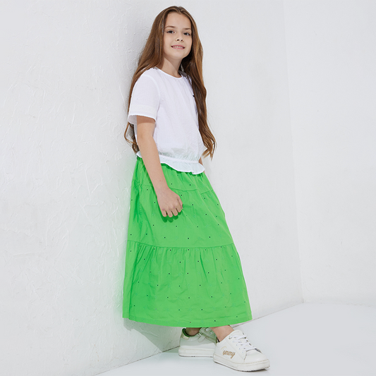 Monogram Broderie Anglaise Skirt Spring Lime / 12