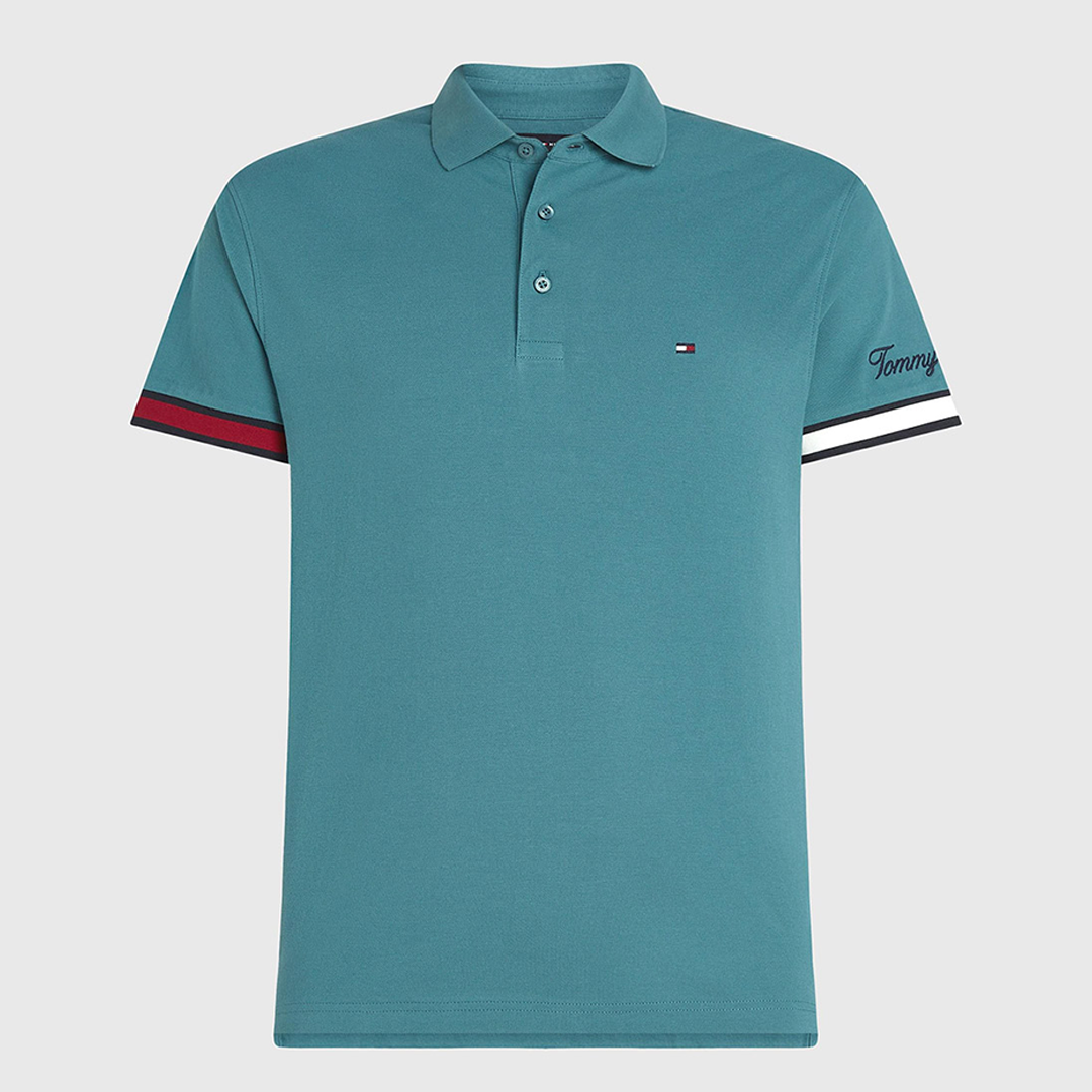 Flag Cuff Slim Polo Frosted Green / L