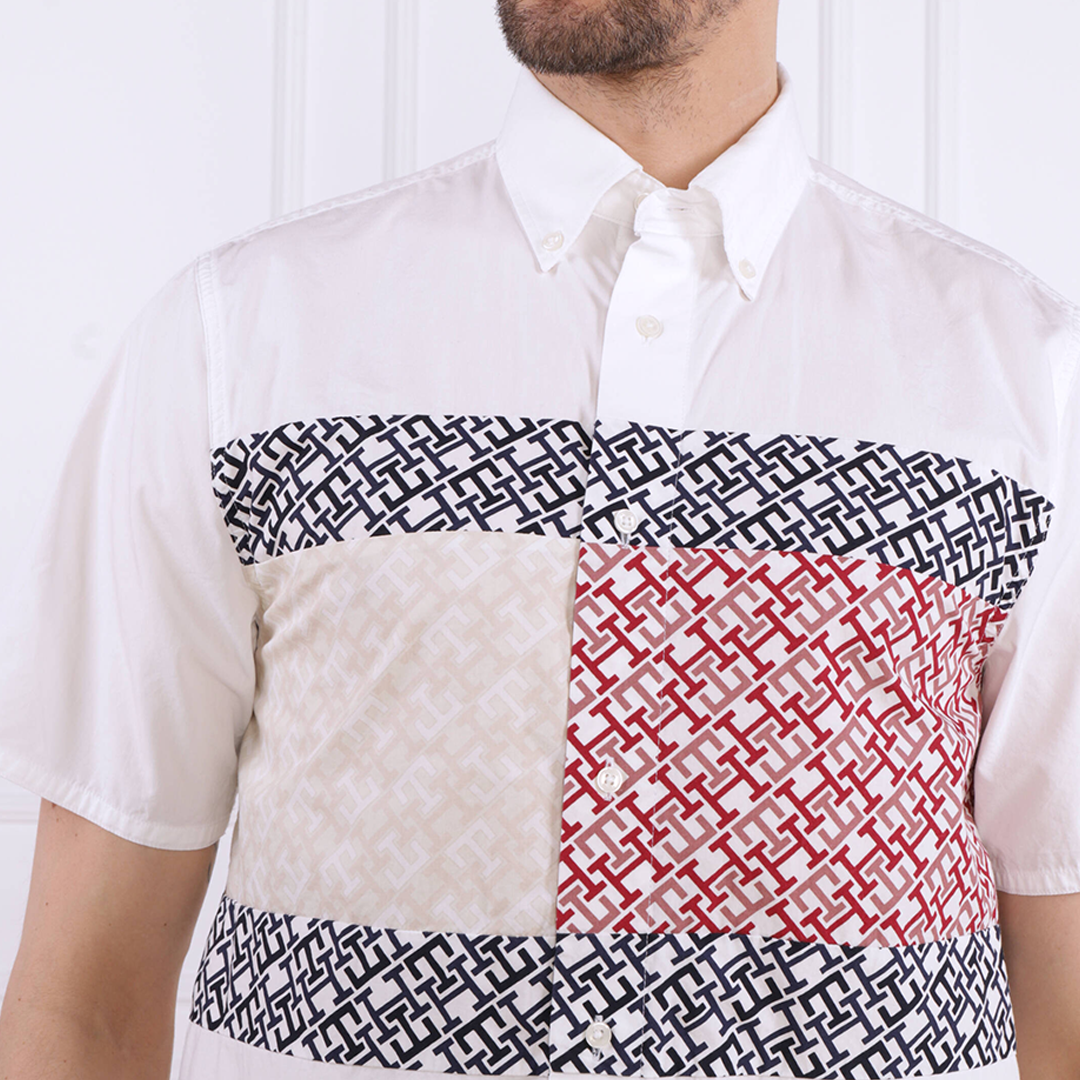 Monogram Blocking Rf Shirt S/S Optic White / Multi / L