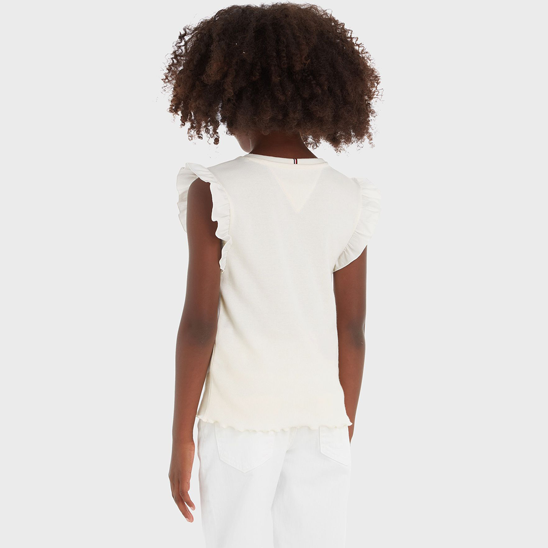 Ruffle Rib Top White / 10