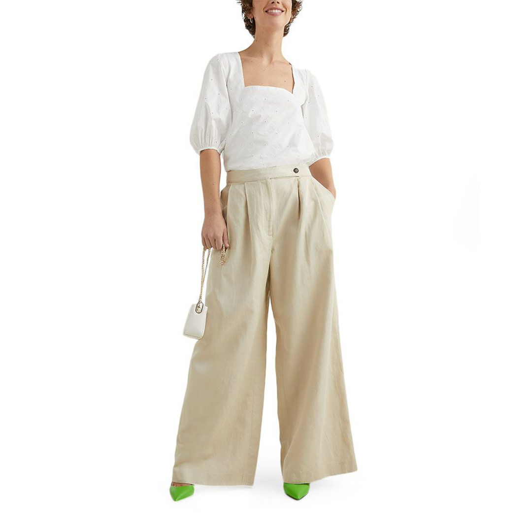 Wide Leg Co Blend Pant Light Sandalwood / 42