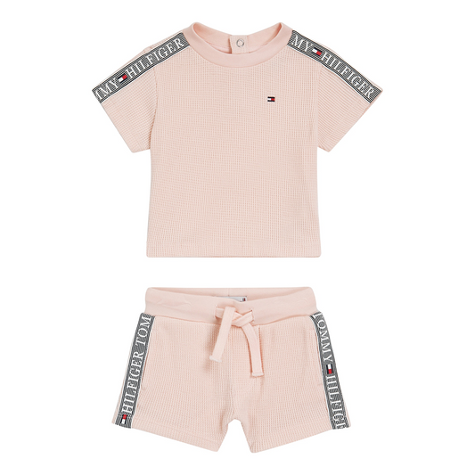 Baby Waffle Sweatshorts Set Faint Pink / 80