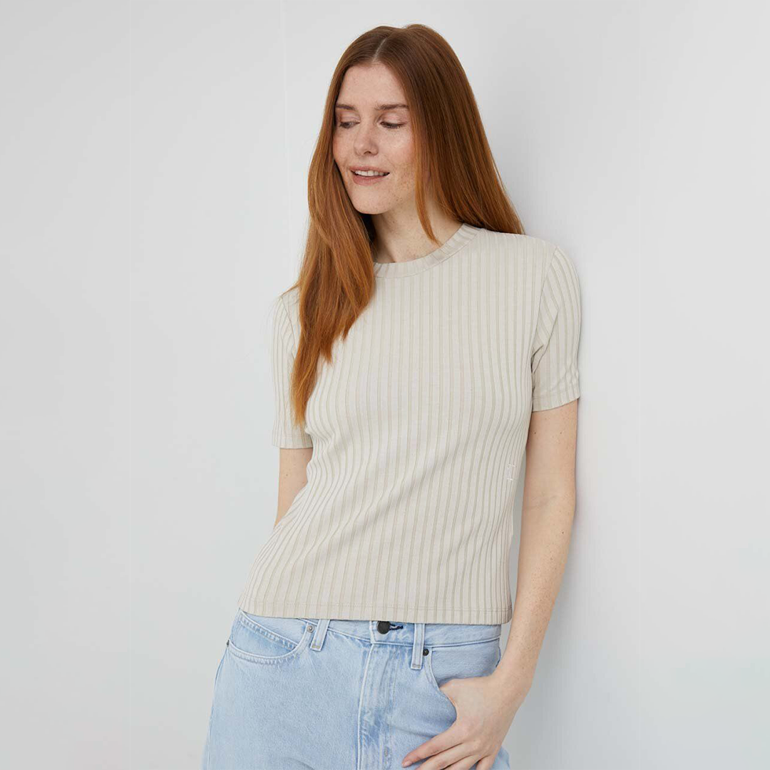 Rib Short Sleeve Tee Classic Beige / L