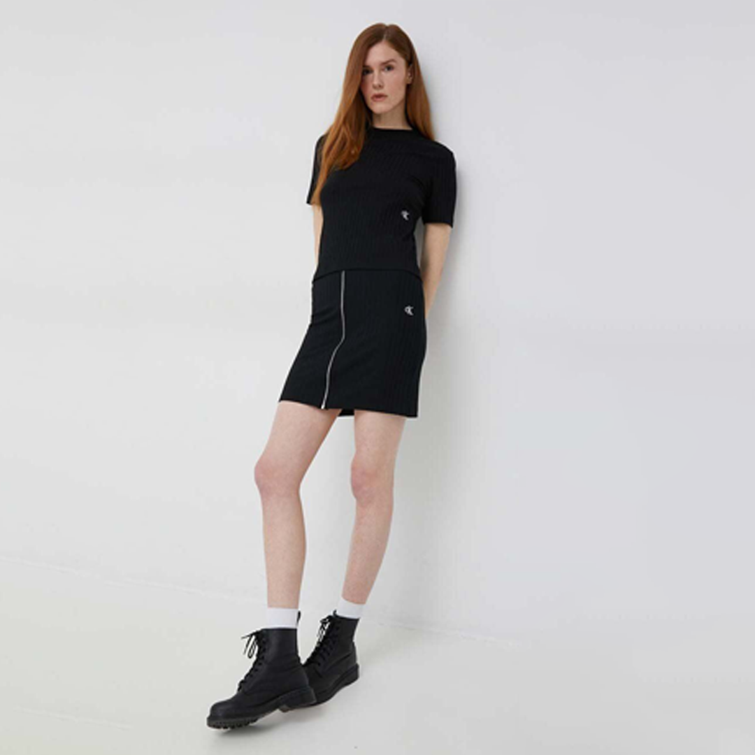 Rib Short Sleeve Tee Ck Black / L