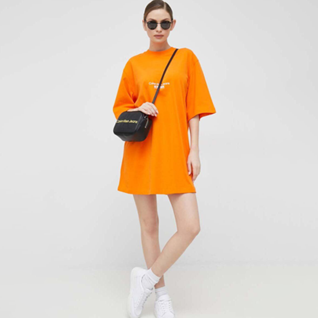 Motion Floral Aw T-Shirt Dress Vibrant Orange / L